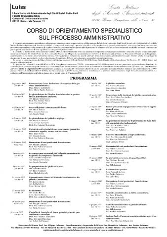 Corso di orientamento specialistico sul processo amministrativo