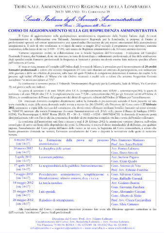 Corso di aggiornamento sulla giurisprudenza amministrativa – Milano