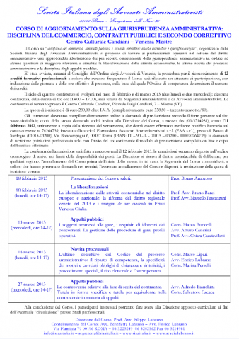 Corso di aggiornamento sulla giurisprudenza amministrativa: disciplina del commercio, contratti pubblici e secondo correttivo