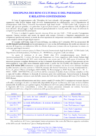 Disciplina dei beni culturali e del paesaggio e relativo contenzioso