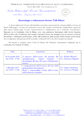 Deontologia e ordinamento forense TAR Milano