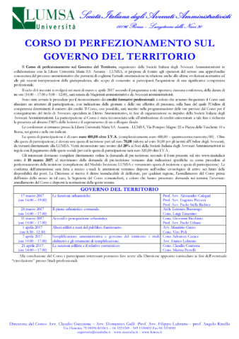 Corso di perfezionamento sul governo del territorio 