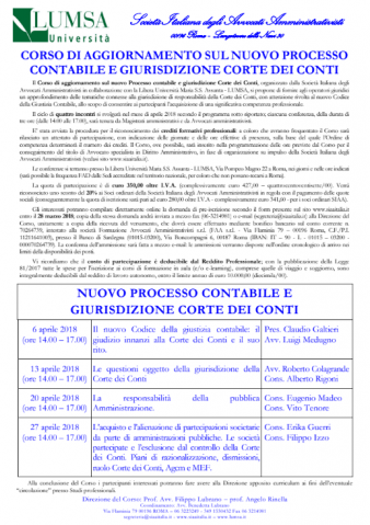 Corso di aggiornamento sul nuovo processo contabile e giurisdizione corte dei conti