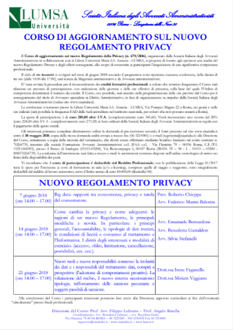 Corso di aggiornamento sul nuovo regolamento privacy