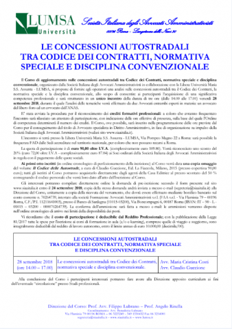 Le concessioni autostradali tra codice dei contratti, normativa speciale e disciplina convenzionale