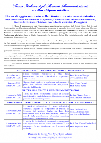 Corso di aggiornamento sulla Giurisprudenza amministrativa – Milano