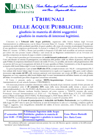 I tribunali delle acque pubbliche: giudizio in materia di diritti soggettivi e giudizio in materia di interessi legittimi