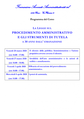 La legge sul procedimento amministrativo e gli strumenti di tutela a 30 anni dall’emanazione