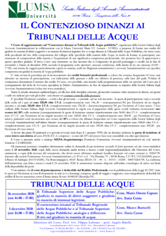 Il Contenzioso dinanzi ai Tribunali delle Acque