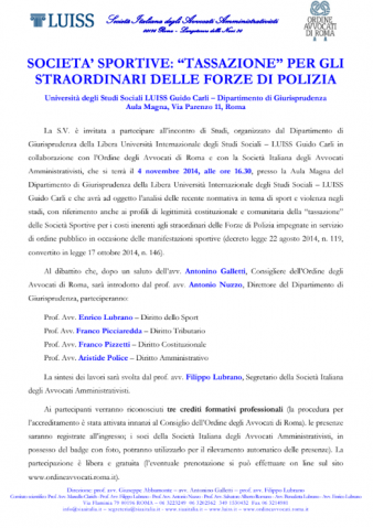 Società Sportive: “tassazione” per gli straordinari delle Forze di Polizia