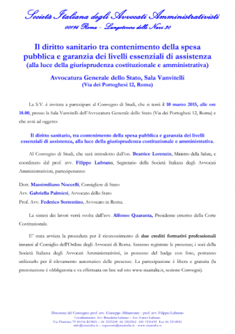 Il Diritto Sanitario tra contenimento della spesa pubblica e garanzia dei livelli essenziali di assistenza (alla luce della giurisprudenza costituzionale e amministrativa)