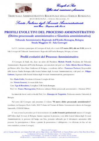 Bologna – Profili evolutivi del Processo Amministrativo