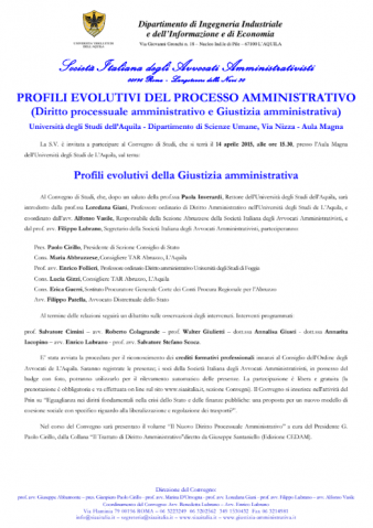 L’Aquila – Profili evolutivi del Processo Amministrativo