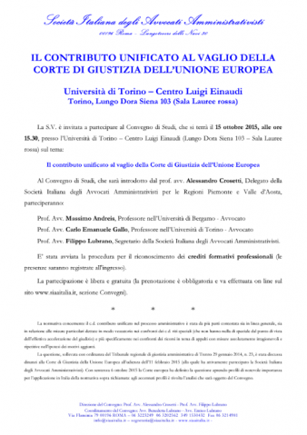 Torino – Il contributo unificato al vaglio della Corte di Giustizia dell’Unione Europea.