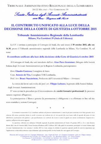 Milano – Il contributo unificato alla luce della decisione della Corte di Giustizia 6 ottobre 2015