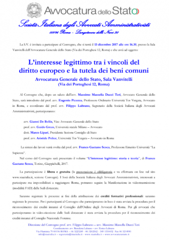 GENOVA – L’interesse legittimo tra i vincoli del diritto europeo e la tutela dei beni comuni