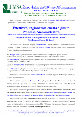 MILANO L – Effettività, ragionevole durata e giusto Processo Amministrativo – mod. FAD