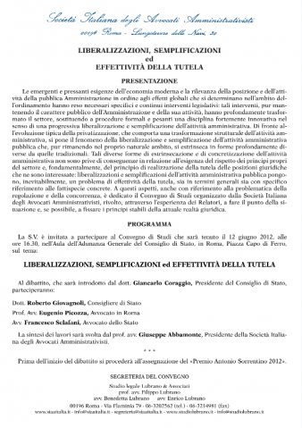 Liberalizzazioni, semplificazioni ed effettività della tutela