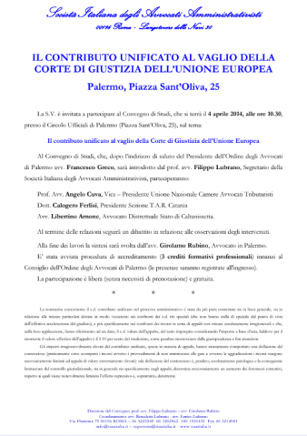 Palermo – Il contributo unificato al vaglio della Corte di Giustizia dell’Unione Europea