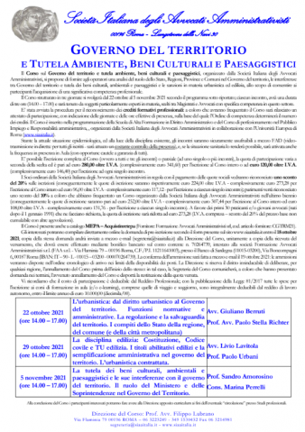 Governo del territorio e Tutela Ambiente, Beni Culturali e Paesaggistici