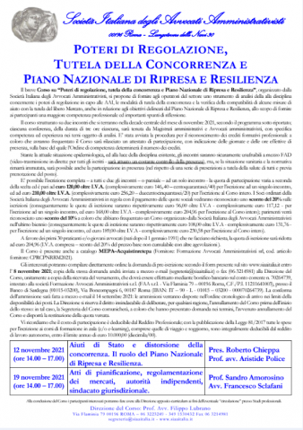 Poteri di Regolazione, Tutela della Concorrenza e Piano Nazionale di Ripresa e Resilienza