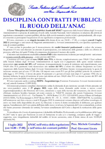 Disciplina contratti pubblici: il ruolo dell’ANAC 2022