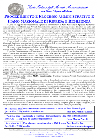 Procedimento e Processo amministrativo e Piano Nazionale di Ripresa e Resilienza