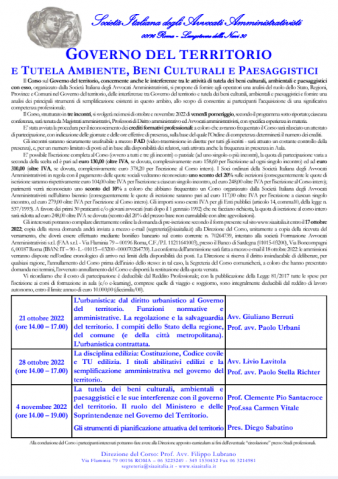 Governo del territorio e Tutela Ambiente, Beni Culturali e Paesaggistici 2022