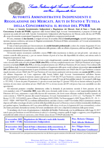 Autorità Amministrative Indipendenti e Regolazione dei Mercati. Aiuti di Stato e Tutela della Concorrenza: il ruolo del PNRR