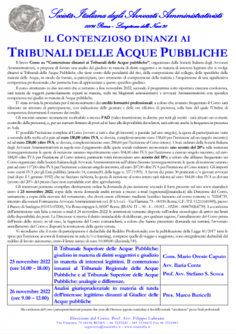 Il Contenzioso dinanzi ai Tribunali delle Acque Pubbliche