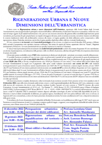 Rigenerazione Urbana e Nuove Dimensioni dell’Urbanistica