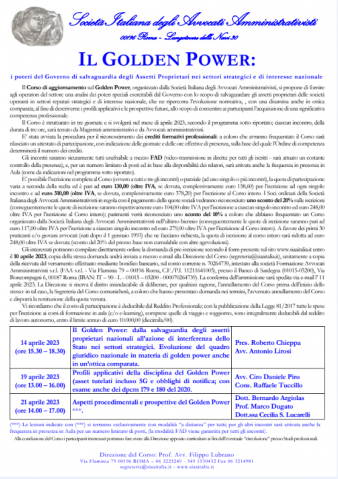 Il Golden Power: i poteri del Governo di salvaguardia degli Assetti Proprietari nei settori strategici e di interesse nazionale