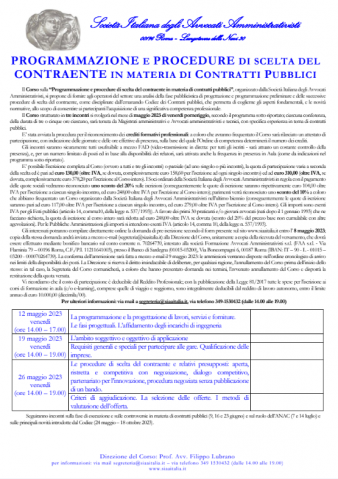 Programmazione e procedure di scelta del contraente in materia di contratti pubblici