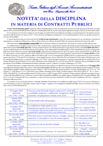 Novita’ della disciplina in materia di contratti pubblici