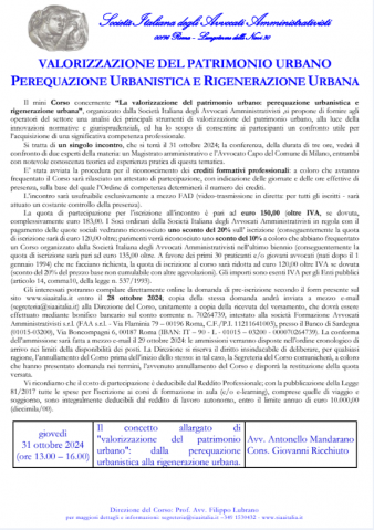 La valorizzazione del patrimonio urbano: perequazione urbanistica e rigenerazione urbana