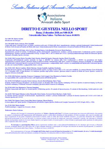 Diritto e giustizia nello Sport