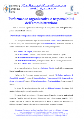 Performance organizzative e responsabilità dell’amministrazione