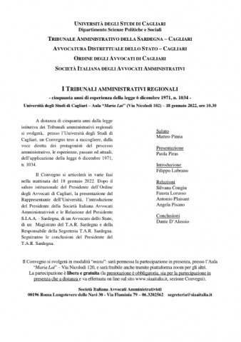 I TRIBUNALI AMMINISTRATIVI REGIONALI – cinquanta anni di esperienza della legge 6 dicembre 1971, n. 1034