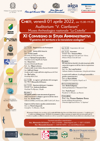 XI Convegno di Studi Amministrativi, Chieti 01/04/2021, Il GOVERNO DEL TERRITORIO E LA TRANSIZIONE ECOLOGICA