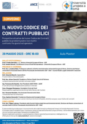 Il Nuovo Codice dei Contratti pubblici. Prospettive attuative del nuovo codice dei contratti pubblici (e problemi pratici non risolti): confronto fra giuristi ed operatori