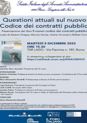 Questioni attuali sul nuovo Codice dei Contratti pubblici, TAR Lazio