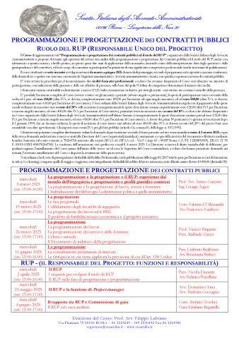 Programmazione e Progettazione dei Contratti Pubblici. Ruolo del Rup (Responsabile Unico del Progetto)