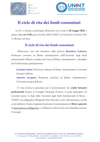 Il ciclo di vita dei fondi comunitari