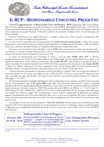 Il RUP – Responsabile Unico del Progetto